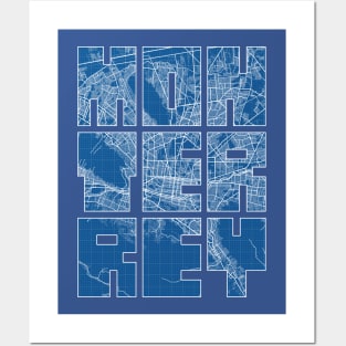 Monterrey, Mexico City Map Typography - Blueprint Posters and Art